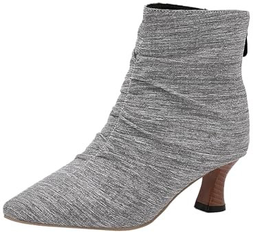 Generico Stivali Invernali Donna Eleganti, Stivali da Donna Invernali Casual Bassi, Scarponcini Morbidi Tronchetti Antivento Classici Neri Stivali Donna Comoda Stivali Elasticizzati Donna Curvy