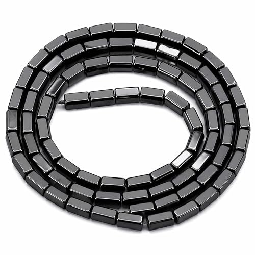 Perlin Hämatitperlen Schwarz 4 mm x 2 mm Rechteck Zylinder 90 Stück Nicht magnetisch Edelstein Spacer Perlen für Armband Kette Schmuck selber machen DIY