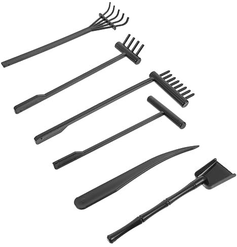 ifundom Garden Rake Tools 6pcs Plastic Mini Rake Set Zen Sand Art Kit Landscape Decor