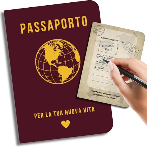 Biglietto Addio Collega di Lavoro | Biglietto Auguri Pensione, Biglietto di Pensionamiento | Regalo di Addio, Regalo Divertente Collega | Passaporto per la tua Nuova Vita (Addio / Arrivederci)