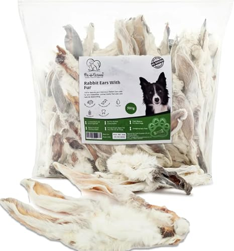 PAWLICIOUS 3 kg Kaninchenohren mit Fell für Hunde, 100 % natürliche, luftgetrocknete Leckerlis, Kauspielzeug für Hunde, Welpen und Senioren, gesundes und hypoallergenes Hundefutter, getreide- und