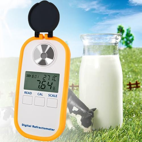 Tragbares digitales LED-Refraktometer, Proteingehalt-Testgerät,Milchkuh-Kolostrum-Konzentrationsgenauigkeit ± 0,2 % und Auflösung 0,1 %,0 ~ 50 % Brix-Messgerät, Refraktometer for den Zuckergehalt-Test