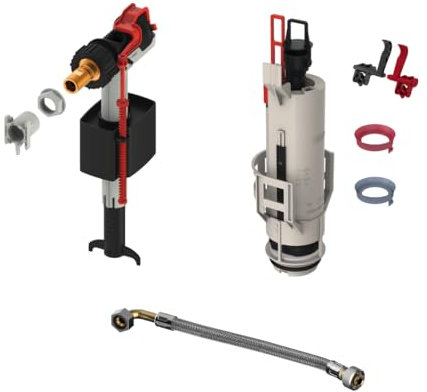 BADfabrik24 TECE-Füllventil F10 Universal + TECE Panzerschlauch 3/8 (bis 2019) + TECE Ablaufventil A2,TECE Füllventil F10, TECE Füllventil Universal,TECE Ersatzteil Panzerschlauch