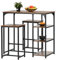 FurnitureR Bartisch mit Barhocker Set, mit Regalen und 2 Hockern, industrieller Stil, geeignet für Küche, Esszimmer, Wohnzimmer, Pub, Bartisch 100 x 50 x 90 cm, Barhocker 40 x 30 x 65 cm