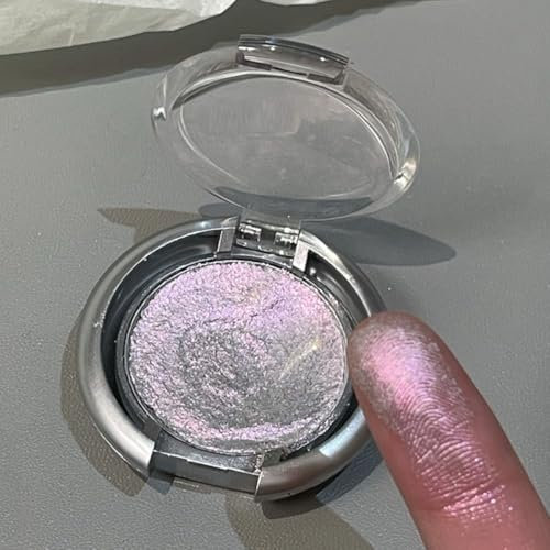 KARLOR Highlighter Polvere Palette Rosa Metallizzato Ombretto Glitter Palpebra Agenziatore Gradient Lucido Viso Glitzen Trucco Singolo Ombretto Brillante Lucido Punk Glow Makeup (04#Rosa)
