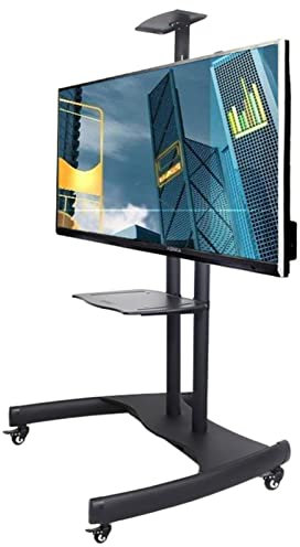 Support TV Mobile de 150 cm de Haut avec 2 étagères, Support de Chariot TV Universel à roulettes réglable en Hauteur, pour écrans Plats LCD, LED, Plasma de 32 à 65 Pouces. Magnifique