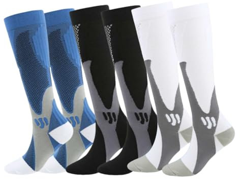 Mevery - Kompressionsstrümpfe Kompressionsstrümpfe für Damen und Herren - 3 Paar Kompressionsstrümpfe ideal für Sport, Laufen, Reisen, Fitness und Fußball - Erhöhen Sie Ihre Leistung