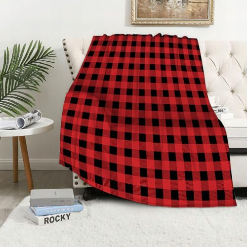MAAPCHP Grande Couverture Polaire en Flanelle Ultra Douce et Chaude Plaid écossais Rouge et Noir Plaid écossais Classique Motif à Carreaux pour Chambre à Coucher,lit Simple,canapé,150 x 200 cm