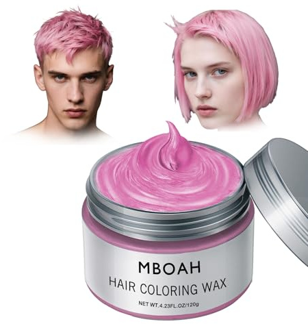 Temporary Hair Color Wax, Hair Dye Wax Temporary Hair Dye Natural Colour Paint Disposable Coloring Cream for Men Women (Pink, 120g)