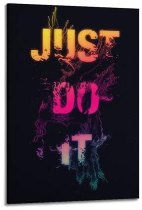 Neon Just Do It Wandkunst, motivierendes Zitat-Poster für aktiven Lebensstil, künstlerisches Wandbild, modernes Hängedekor-Poster, 60 x 90 cm