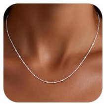 SLOONG 1.2mm Breit 925 Silber Over SparkleDisk Kette Damen 41/46/51/56CM | Silberkette Damen 925 Ohne Anhänger SilberKette Halskette Schmuck Geschenke für Frauen
