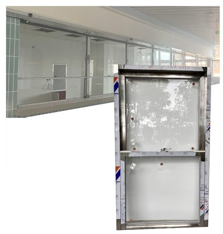 LVLDAWA Finestra Servizio Battente Singolo, Finestre Scorrevoli in Acciaio Inossidabile Sala Pranzo, Finestre Scorrevoli Orizzontali Zanzariera Vetro per Carrello Servizio(70X150CM/27.6X59.1IN)