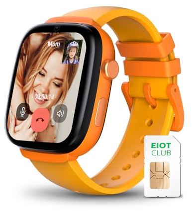 EIOTCLUB, Smartwatch per Bambini 4G, Scheda SIM Integrata, Chiamate Video HD e GPS+LBS+Wi-Fi, Funzione SOS e Zone Sicure, Modalità Classe e Controlli APP, Impermeabile IP68, Smartwatch per Bambini e