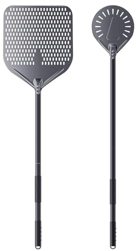 NUTUNI 34CM & 23CM Pala per Pizza Forata Professionale in Alluminio Anodizzato Duro Pizza Paletta 120CM
