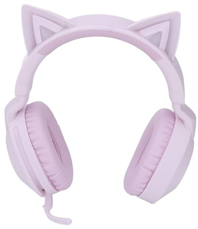 Diyeeni Casque sans Fil Cat Ear avec Micro LED Lumineux Bluetooth 5.4 35 Heures de Lecture 85 DB Limite de Volume Micro Pliable pour Les Jeux, Les Voyages, L'école avec Coussinets (Purple)