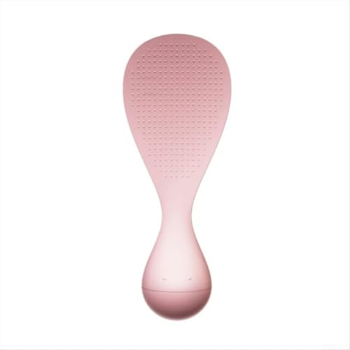 Cucchiaio antiaderente per riso con design, manico ergonomico, utensile da cucina per servire e pulire, lavabile in lavastoviglie, 17,6 cm, bianco (rosa)