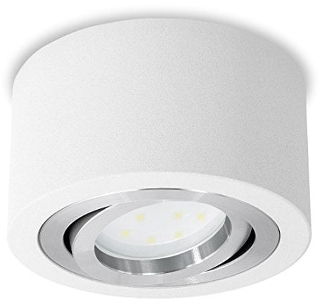 SSC-LUXon® flacher LED Spot Aufbau (rund, weiss, schwenkbar) - Deckenleuchte Ø 90 mm inklusive LED-Modul 4W warmweiß 230V
