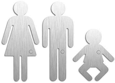 Toilettenschilder XL Edelstahl Piktogramme Damen Herren Wickelraum 3er-Set Nr.1114
