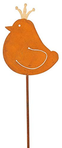 dekorativer putziger Gartenstecker Beetstecker Vogelkönig mit Krone Piepmatz Metall edelrost Preis für 2 Stück