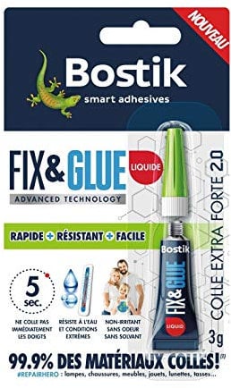 Sader Colle de Réparation Répare Tout Liquide - Colle Extra Forte - Prise Instantanée en 5 secondes - Efficace sur Tous Matériaux - Sans Odeur et Sans Solvants - Transparent - 1 Tubes de 3 g