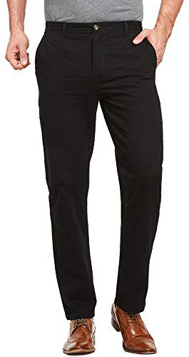 JustSun Chino Trousers for Men Casual Chinos Regular Fit Smart Pants Black 38W30L