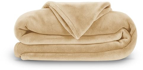 Bestlivings Kuscheldecke mit Ärmel 130 x 180 cm und 68 cm Ärmellänge in Beige für Kinder und Erwachsene, TV-Decke