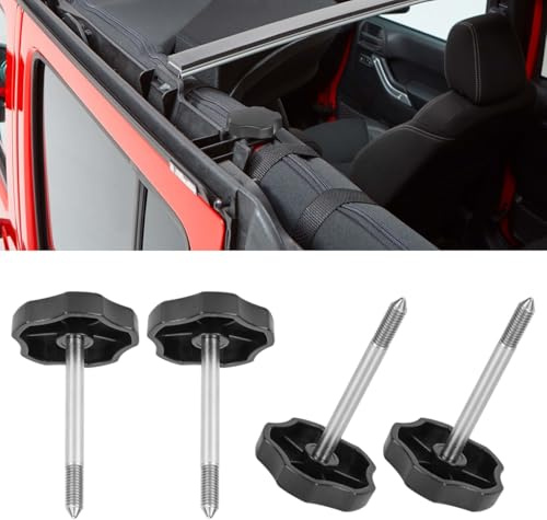 MFC 4 PCS Soft Top Door Surround Knobs Kits Window Frame Knobs Screws with Pin Compatible with for 1997-2018 Jeep Wrangler TJ/JK