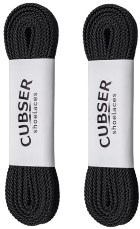 CUBSER Flat Shoelaces (2 Pairs) Quality Durable Wide(9mm) Shoe Laces for Sneakers and Trainers Shoes (120 CM, Black)
