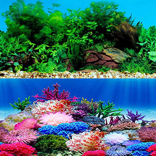 ELEBOX Hintergrundaufkleber für Aquarien, 50,8 x 121,9 cm, 2-seitig, Meeresalgen, Wasserpflanzen, Aquarium-Hintergrunddekoration