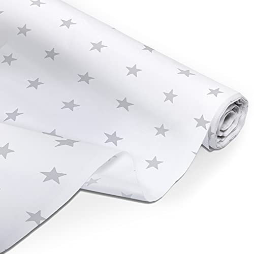 Amilian Baumwollstoff Meterware, Stoffe, Stoffreste, Stoffpaket: ca. 160 cm x 200 cm, zum Nähen, für Patchwork 100% Baumwolle DIY Baumwollstoff, Baumwolltuch, Nähstoffe, Sternchen weiß (A3)