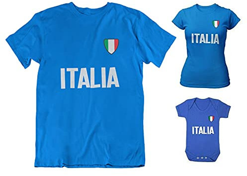 buzz shirts Adults or Kids Country Name and Badge Italy Football 2021 Italian T-Shirt Royal Blue