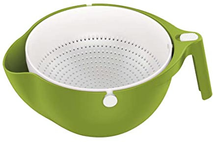 Winkee - Küchensieb | Nudelsieb aus Kunststoff | Praktische Abgießhilfe | 2 in 1 Küchenhelfer Set | Schüssel | Küchenutensilien | Schwenksieb | Geschenk an Weihnachten, Geburtstag, Valentinstag