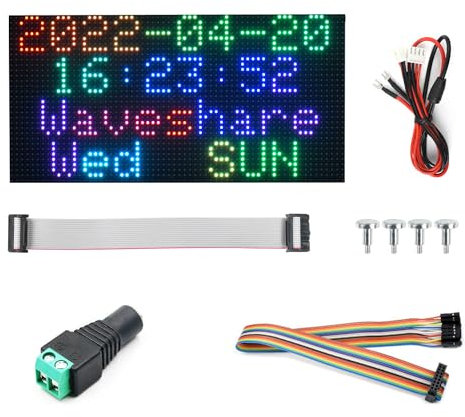 Waveshare RGB Full-Color LED Matrix Panel 4mm Pitch 64×32 Pixels 2048 Individual RGB LEDs Adjustable Brightness Compatible with Raspberry Pi