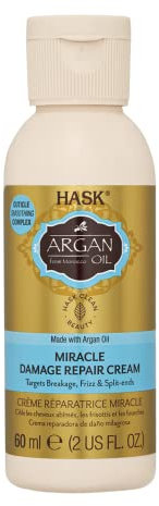 HASK Argan Oil Miracle Damage Repair Cream for all hair types, colour safe, gluten free, sulfate free, paraben free - 1 60mL Bottle