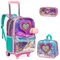 Egchescebo Mochilas Escolares con Ruedas Carro Niña Extraíble Corazón Transparente Mochila Carrito para Trolley Escolar Bolso de Viaje Estuche Stitch Mujer Maleta Colegio Medianas Infantil Niñas Rosa