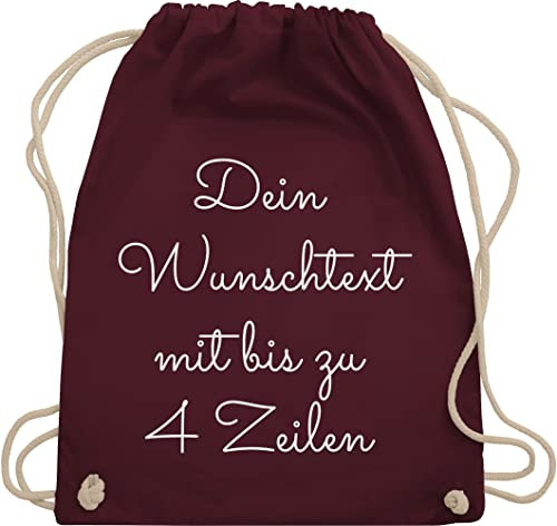 Turnbeutel Rucksack - Aufdruck selbst gestalten - Wunschtext I Geschenk personalisiert - Unisize - Bordeauxrot - stoffbeutel kindergarten beutel wechselkleidung personalisierte bedrucken sportbeutel