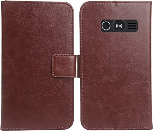 Anybird PU Flip Folio Leather Case TPU Silicone For Doro 1380/1382 2.4 inch Book Wallet Business Phone Protection Protector Protective Cover Skin Pouch Etui (Brown)