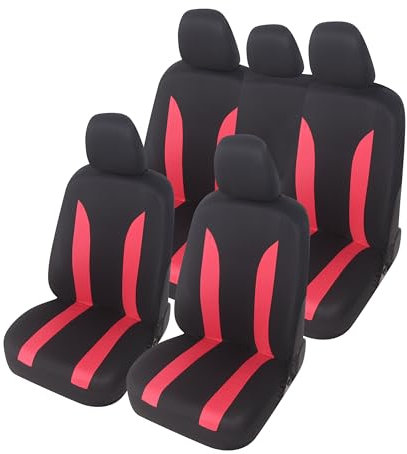 Auto Accessori Lupex - Copri sedili Auto Universali LS09 | Colore Rosso | Set Anteriori e Posteriori | Poliestere | No Suv
