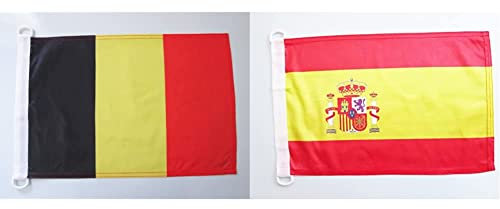 AZ FLAG Bandera Nautica de BÉLGICA 45x30cm - Pabellón de conveniencia Belga 30 x 45 cm Anillos & Bandera Nautica de ESPAÑA 45x30cm - Pabellón de conveniencia ESPAÑOLA 30 x 45 cm Anillos