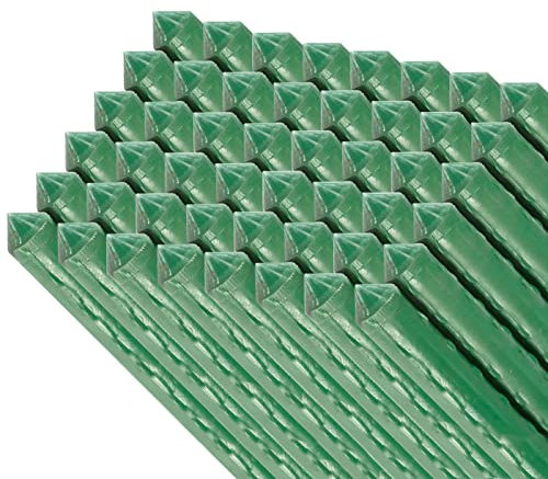 Tradineur - Pack de 48 tutores de Acero plastificado para Plantas de Ø 0,80 x 180 cm, Ideal para el Cuidado del jardín. Varillas para el Cuidado de Plantas y arboles (Color Verde)