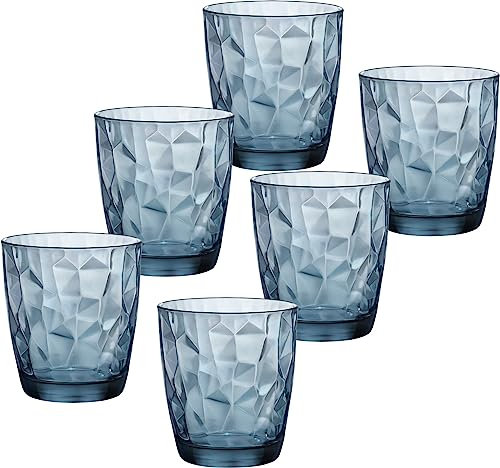 Emilja 6 Wassergläser 30,5cl Diamond Ocean Blue blau Saftgläser Whiskygläser