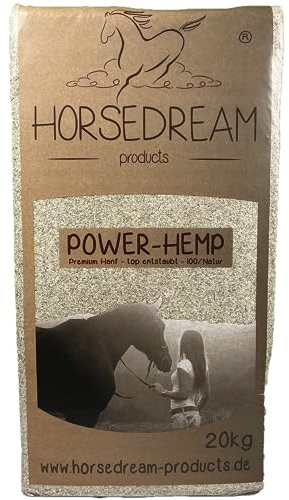 HORSEDREAM Power-Hemp Super Hanfeinstreu für Pferde & Kleintiere, 20 kg | Pferdeeinstreu & Kleintiereinstreu für empfindliche Pferde, Kaninchen, Meerschweinchen & Nager, 550 % Saugfähigkeit, staubarm