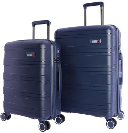 Colonel Tapioca Koffer-Set - Reisekoffer aus Polypropylen - Reiseset - Koffer Kabine 55 x 40 x 20 cm und mittelgroßer Koffer 4 Räder Reisekoffer Medium Reisekoffer Kabine, Marineblau, 64x45x25 cm,