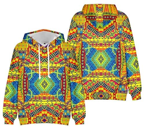 Felpe con Cappuccio da Uomo Felpe Pullover Felpe con Cappuccio A Maniche Lunghe con Coulisse Felpa con Cappuccio Casual Autunno E Inverno Stile Etnico (Color : K, Size : L)