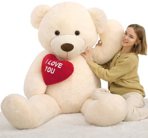 MorisMos 183cm Ivory Riesen Teddy, weich Teddybär groß XXL teddybären, weich Teddys Kuscheltier Stofftier Plüschtier Geburtstag Geschenk Mädchen Freundin Partnerin Ehefrau Frauen Mutter Kinder