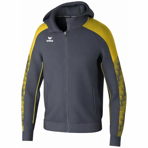 Erima Unisex Kinder EVO STAR Trainingsjacke mit Kapuze (1032405), slate grey/gelb, 116