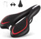ENJOHOS Fahrradsattel, Fahrradsitz Wasserdicht PU für Mountainbike Trekking Tourensattel Rennrad Ebike (Rot+Gel)
