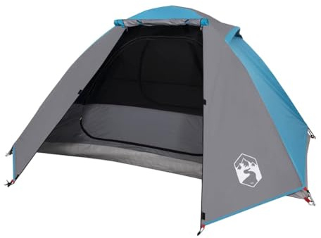 vidaXL Kuppelzelt, Campingzelt für 2 Personen Wasserdicht, Outdoor Zelt mit Abnehmbarem Überzelt Insektenschutz, Trekkingzelt Leicht Tragbar, Blau