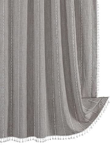 Generisch Tenda da doccia in lino, 90 x 180 cm, corta, in tessuto, con 12 anelli da doccia, impermeabile, per vasca da bagno, bagno, colore grigio