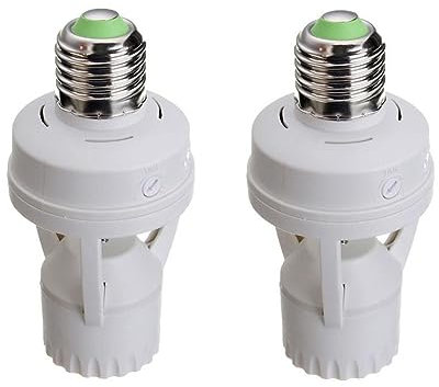 Maxzord 2 Stück E27 Bewegungsmelder Lichtschalter 100-240V Bewegungsmelder Sockel Lampenfassung mit Lichtsteuerung Smart Switch Lampenfassung